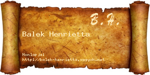 Balek Henrietta névjegykártya
